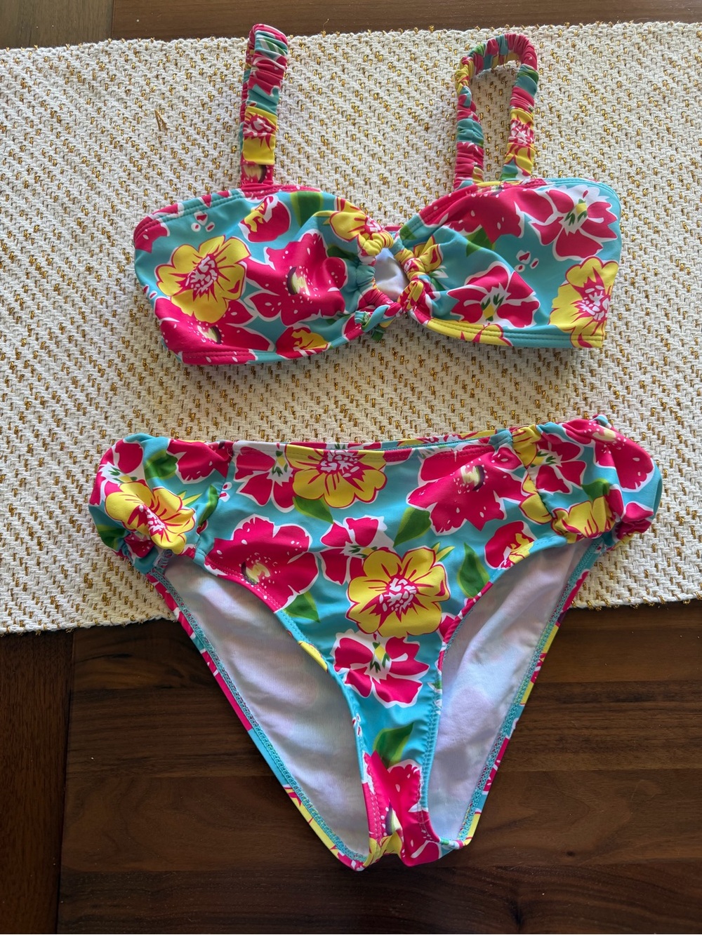 Teen (13Y) Floral Bikini Set - Turquoise & Pink